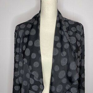 Apropos Size Large Semi-Sheer Black Polka Dot Open Cardigan Asymmetric Hem